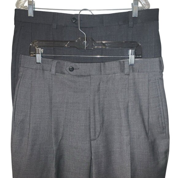Nautica Mens Gray Wool Dress Pants 35W x 30L Pleated Front Lot of 2